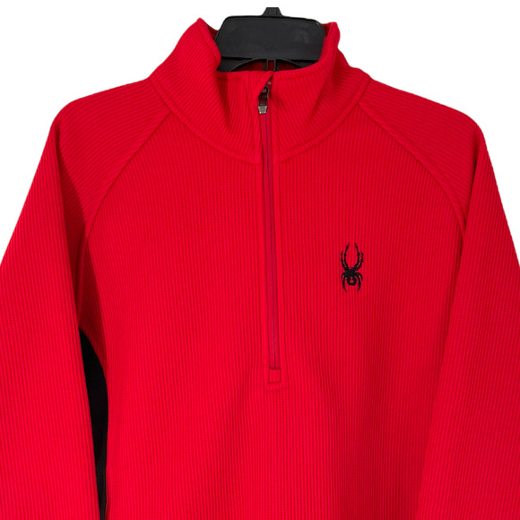 SPYDER MENS RED AND BLACK MENS 1/4 ZIP JACKET SZ L - Picture 3 of 9